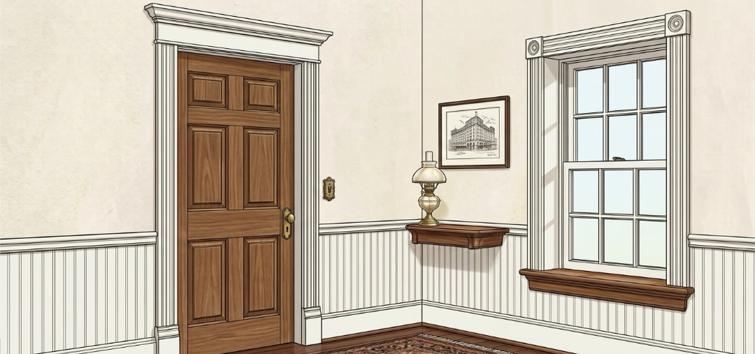 Illustration of door and window casing.