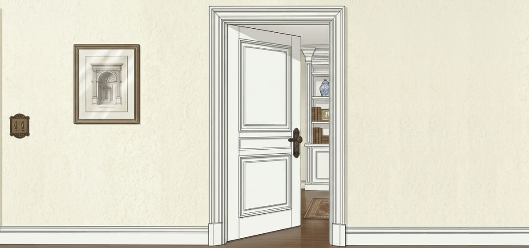 Illustration of a nicely installed interior door.